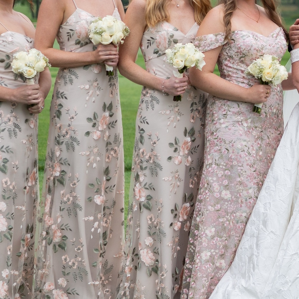 Jenny Yoo Pink and Green Floral Maxi Dress - Picture 2 of 3